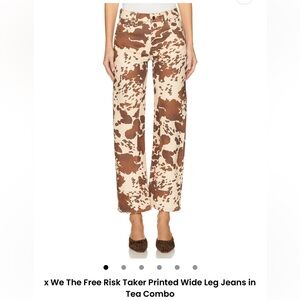 We The Free Risk Taker Printed Wide Leg Jeans - Brown and Cream